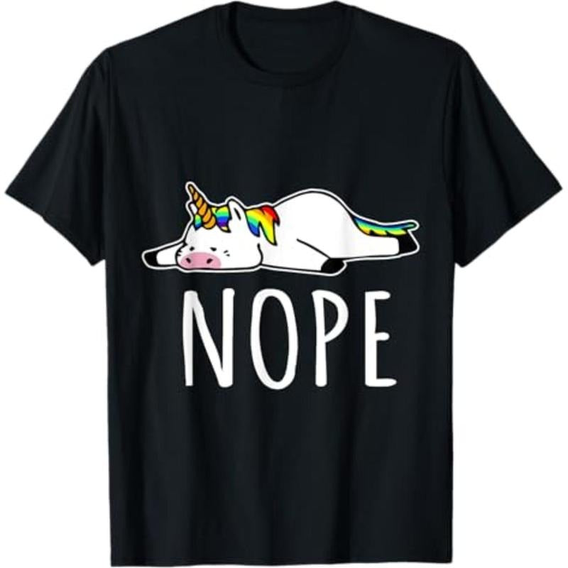 Casual T-shirt Nope Unicorn T-Shirt Nah Not Gonna Red plumber brand Mouthless cat, Funny Lazy Gift T-Shirt Menswear Top...