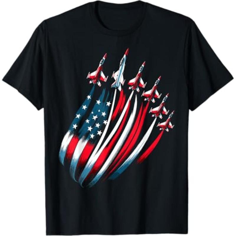 Casual T-shirt Patriotic USA Flag Fighter Jets Boys 4th FOG July T-Shirt Graphic Menswear Hoodie, Sweatshirt | DripVista.com