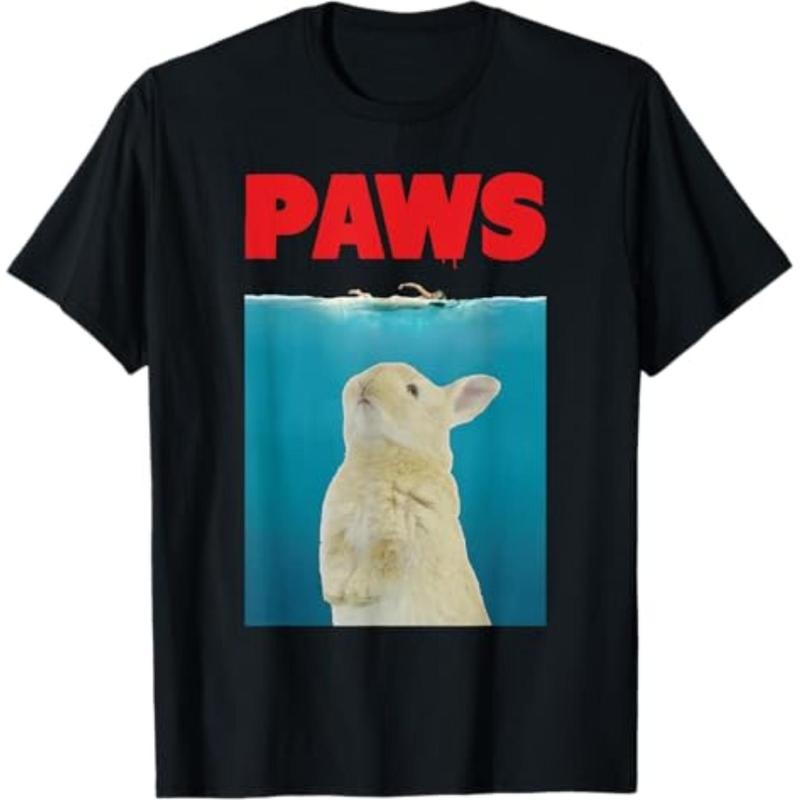 Casual T-shirt Paws Bunny T-Shirt Funny Parody | Rabbit Lover Gifts T-Shirt Graphic Comfy Tees GA Top Streetwear Hoodie,...