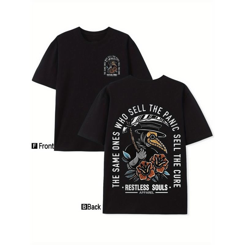 Casual T-shirt RESTLESS SOULS Men'WB shield Casual T-Shirt, Double Sided Printing Menswear Top Hoodie, Sweatshirt