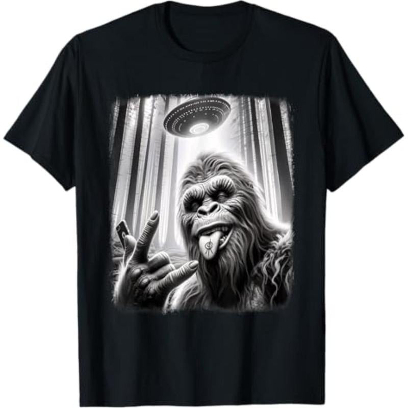 Casual T-shirt Sasquatch Selfie Big Foot Rock Pocket monsters UFO Alien Funny 0HJXK2 T-Shirt Graphic Graphic Tees style...