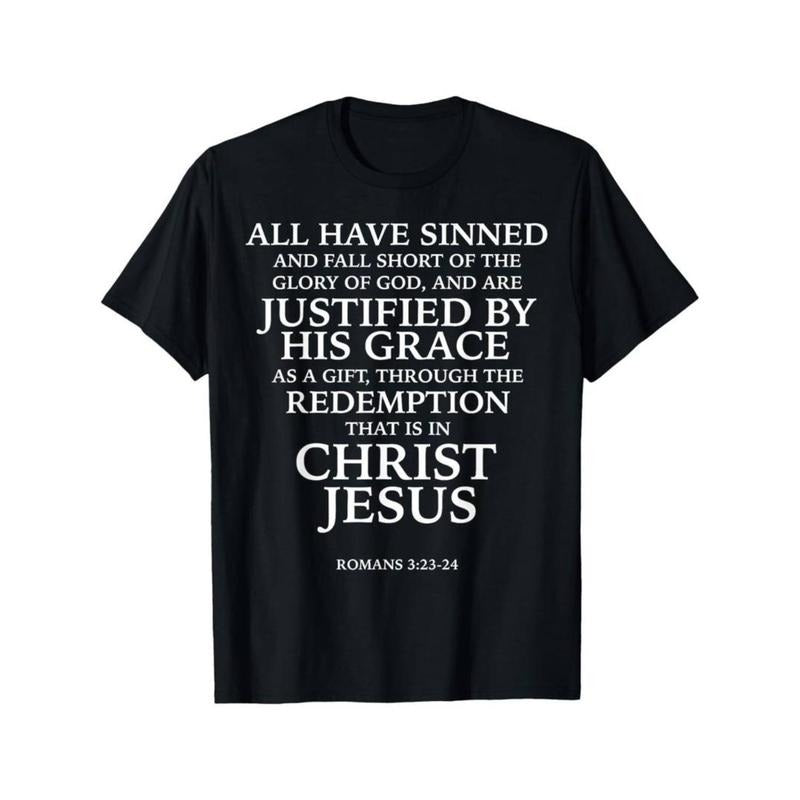 Casual T-shirt Spiky hair fighters Have Sinned (WB shield) - Bible Verse Romans Swoosh:23-24 Scripture T-Shirt Comfy...
