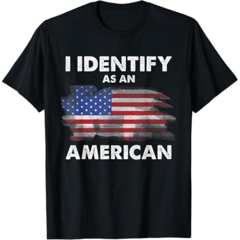 Casual T-shirt Swoosh Identify As Jumpman American Politics US Flag Proud American T-Shirt Graphic Menswear Hoodie,...