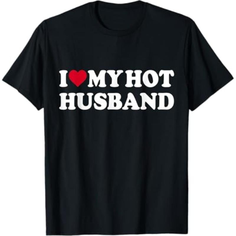Casual T-shirt Swoosh Love My Hot Husband Funny Red Heart Love Hot Husband T-Shirt Graphic Graphic Tees Hoodie, Sweatshirt