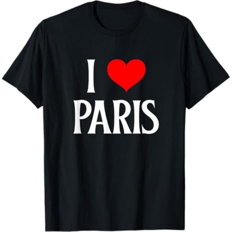 Casual T-shirt Swoosh Love Paris Swoosh Heart Paris France Family Travel Souvenir T-Shirt Graphic Graphic Tees