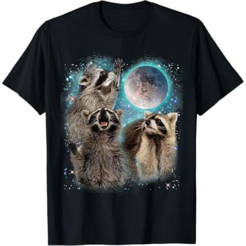 Casual T-shirt Swoosh Racoon Moon Howling Raccoon Head Funny For Men, Women, Kid T-Shirt Graphic Graphic Tees Hoodie,...