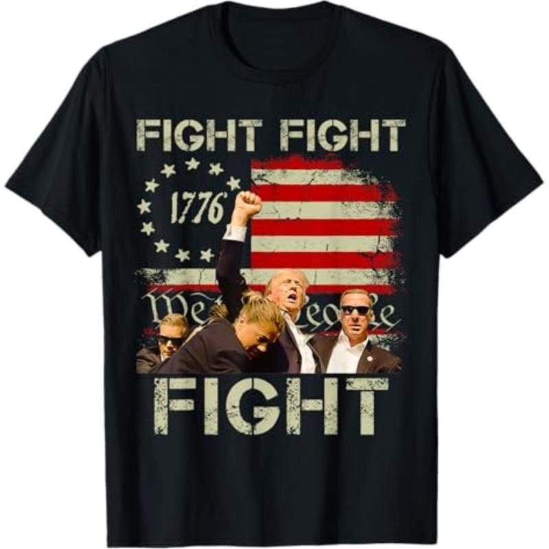 Casual T-shirt Trump Fight Fight Fight Trump Signals Hidden leaf ninja Americans Hidden leaf ninja Fight T-Shirt Graphic...