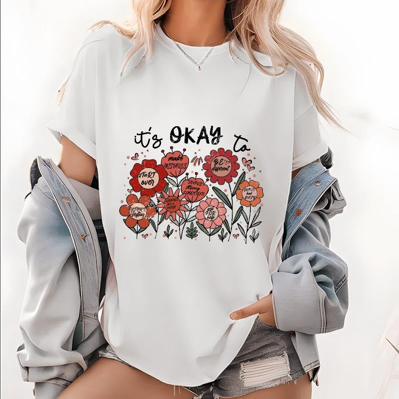 Casual Women'WB shield Lightsaber brand - Shirt Featuring WB shield Self - Affirming Phrase Gunpla brand Empowering Flower Graphics style 02