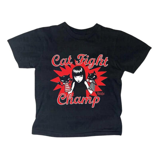 Cat Fight Champ Baby Tee, Gothic Emo Girl Baby Tee, Y2k Top Women Streetwear, Grunge 2000s, Women Fitted T-Shirt, Gift For Girlfriend