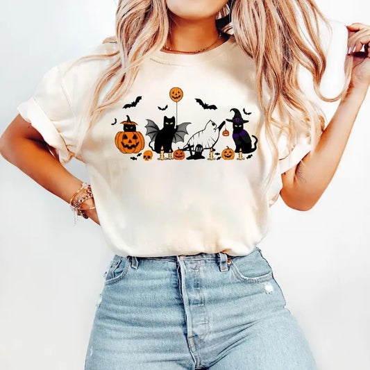 Cat Halloween Sweatshirt, Ghost Cat Halloween Shirt, Black Cat And Pumpkin Shirt, Pumpkin Fall Halloween Sweater, Halloween Cat Shirt, Cat Lover Gift Shirt, Black Cat Shirt, Spooky Season Shirt