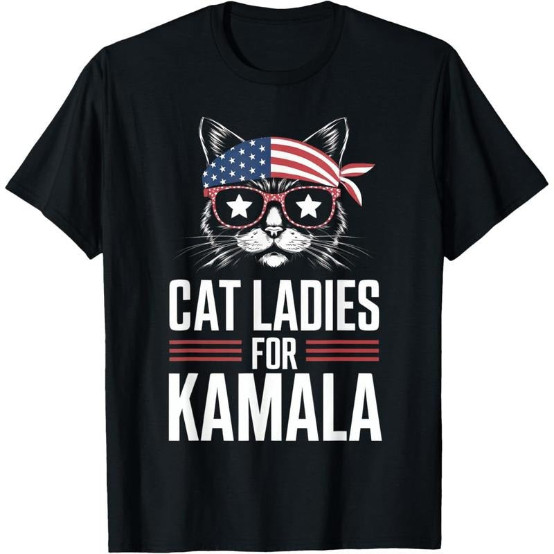 Cat Ladies for Kamala Funny Cat 2024 President Kamala-Harris T-Shirt made in usa Hoodie, Sweatshirt | DripVista.com