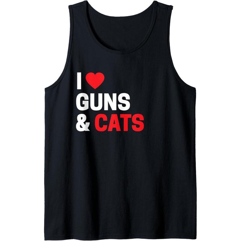 Cat Lover Gifts For Men & Women Funny I Love Guns & Cats Tank Top Made in USA T-Shirts, Hoodie, Sweatshirt | DripVista.com