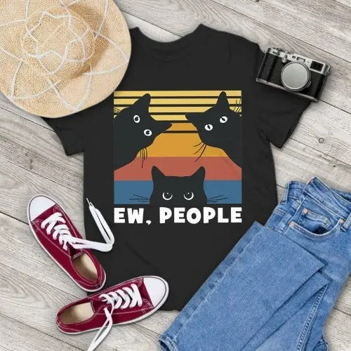 Cat Lovers Gift Vintage T-Shirt, Cat Lover Shirt, Black Cat Shirt, Cat Lovers Shirt, Gift Tee For You And Your Family Made in USA