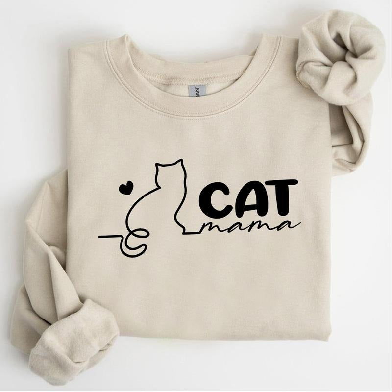 Cat Mama Sweatshirt, Cat Mom Sweater, Mother's Day Gift For Cat Mom, Lover Gift T-Shirts, Hoodie | DripVista.com