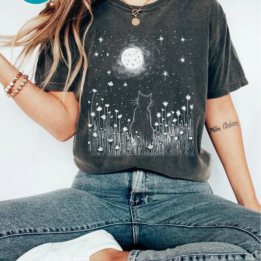 Cat Mom Shirt, Cat Lover Gift, Comfort Colors Cat Shirt, Gift for Mom Traditional Womenswear Collar Cotton Fabric Top