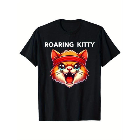 Cat Printed, Men's Cotton T-shirt, Graphic Tee Men's Outdoor Clothes, Men's Clothing, Casual Short Sleeve Crew Neck T-shirt, Soft Comfortable Top  made in usastyle{n002}2