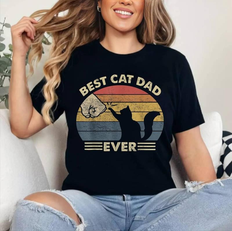 Cat-Shirt Men Best Cat Dad Ever Funny Dad T-Shirt ,Unisex Cotton, Top Womenswear Hoodie, Sweatshirt | DripVista.com