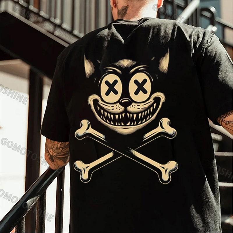 Cat Skull Print Men's T-Shirt Hoodie, Sweatshirt | DripVista.com