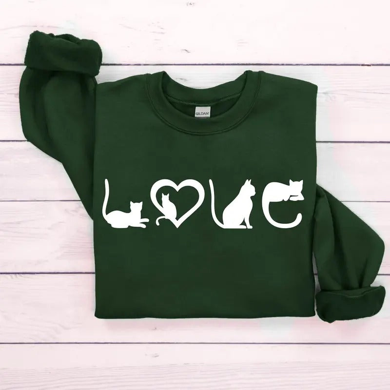 Cat Sweatshirt, Cat Love Shirt, Black Cat Mom Shirt, Gift For Cat Lover, Christmas Gift For Cat Lover, Unisex Sweatshirt, Gifts For Sister Besties, Long Sleeve Crewneck Shirt, Gifts For Birthday