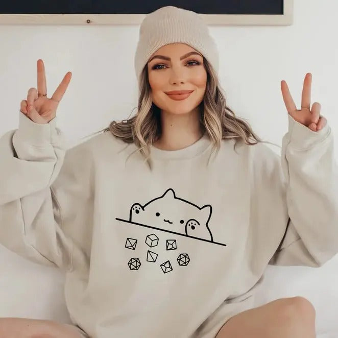 Cat Throwing Dice Sweatshirt, DnD Shirt, Dungeon Master Sweatshirt, Tabletop RPG Tee, Tabletop Games, RPG Shirt, Role...