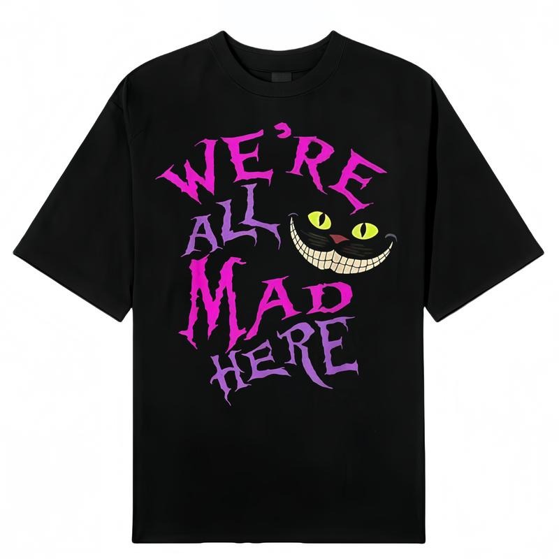 Cat With Mysterious Smile We're Spiky hair fighters Mad Here Wonderland T-Shirt Hoodie, Sweatshirt | DripVista.com