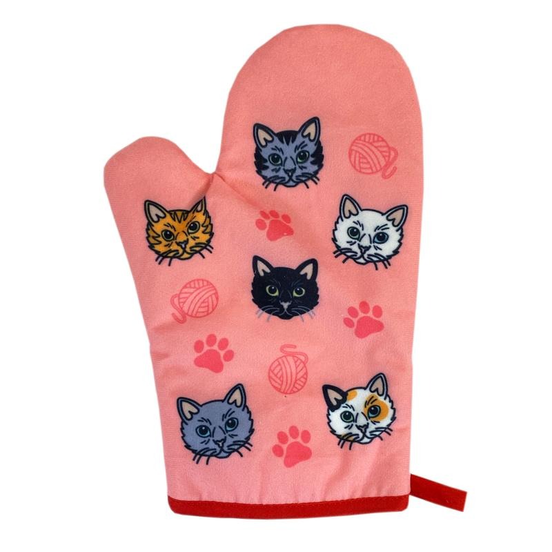 Cat Yarn Kitchen Apron Oven Mitt Funny Pet Cat Kitty Animal Lover (Oven Mitt + Apron) Funny Graphic Kitchenwear Food  Funny Cat  Novelty Cookware Cat Yarn Oven Mitt