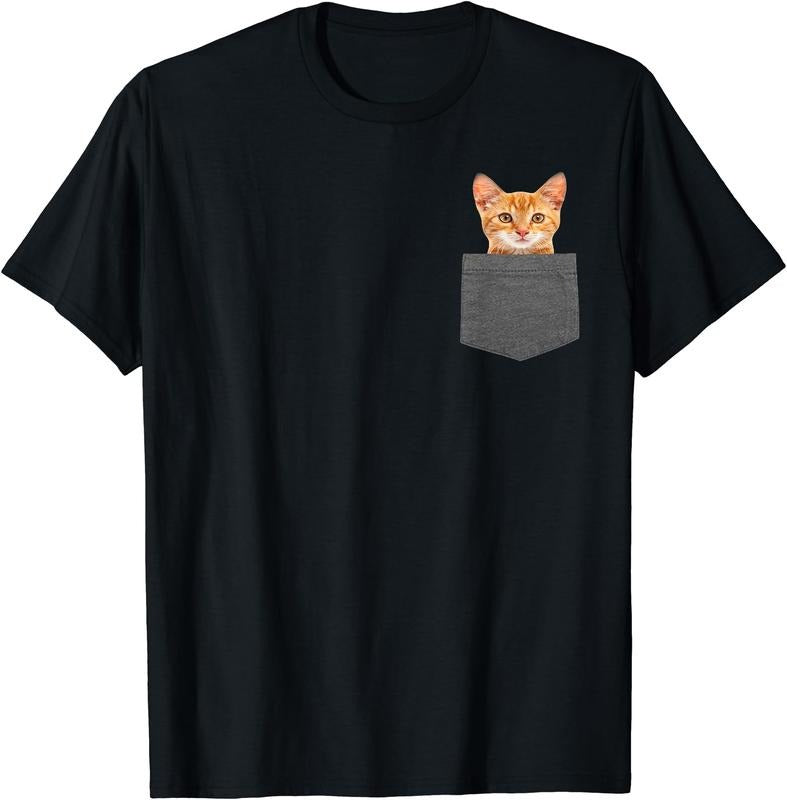 Cat in Pocket Shirt for Boys, Girls, Women, Men Gift T-Shirt Hoodie, Sweatshirt | DripVista.com
