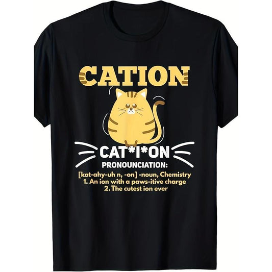 Cation Funny Science Cat Ion Kitten Lover Pun T-Shirt100% Cotton 220g  made in usa