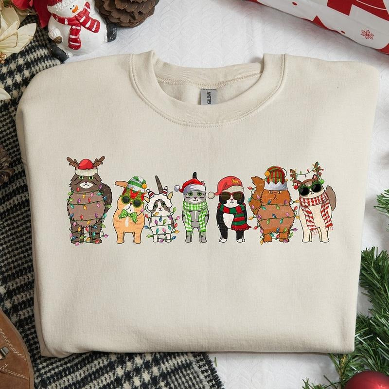 Cats Christmas Crewneck Sweatshirt, Hoodie, T-shirt | DripVista.com