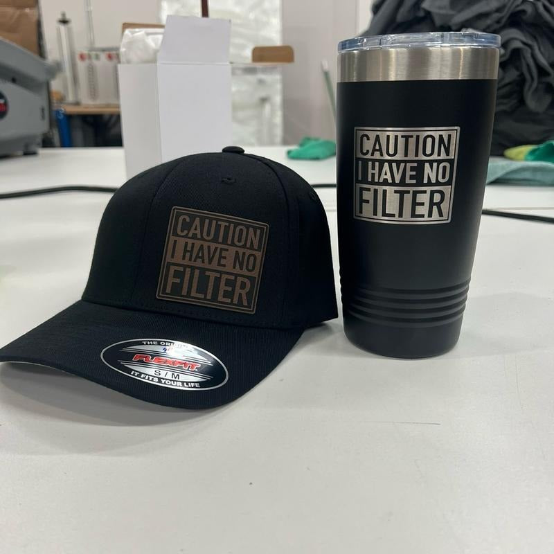 Caution I have no filter Combo Pack (Hat with Tumbler)