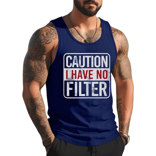 Caution I have no filter Funny sarcastic humor Unisex Tank Top, Cotton, Size S-3XL