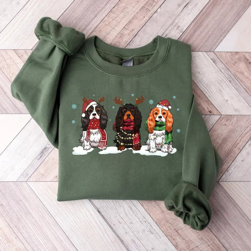 Cavalier King Charles Spaniel Christmas Sweatshirt, Christmas Dog Shirt, King Charles Spaniel Shirt, Dog Mom sweater, Dog Lover Sweatshirt