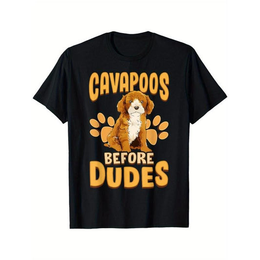 Cavapoo Dog Mom Humor T-Shirt for Men - 100% Cotton, Casual Loose Fit with Crew Neck & Short Sleeves, Perfect Gift Idea  made in usa