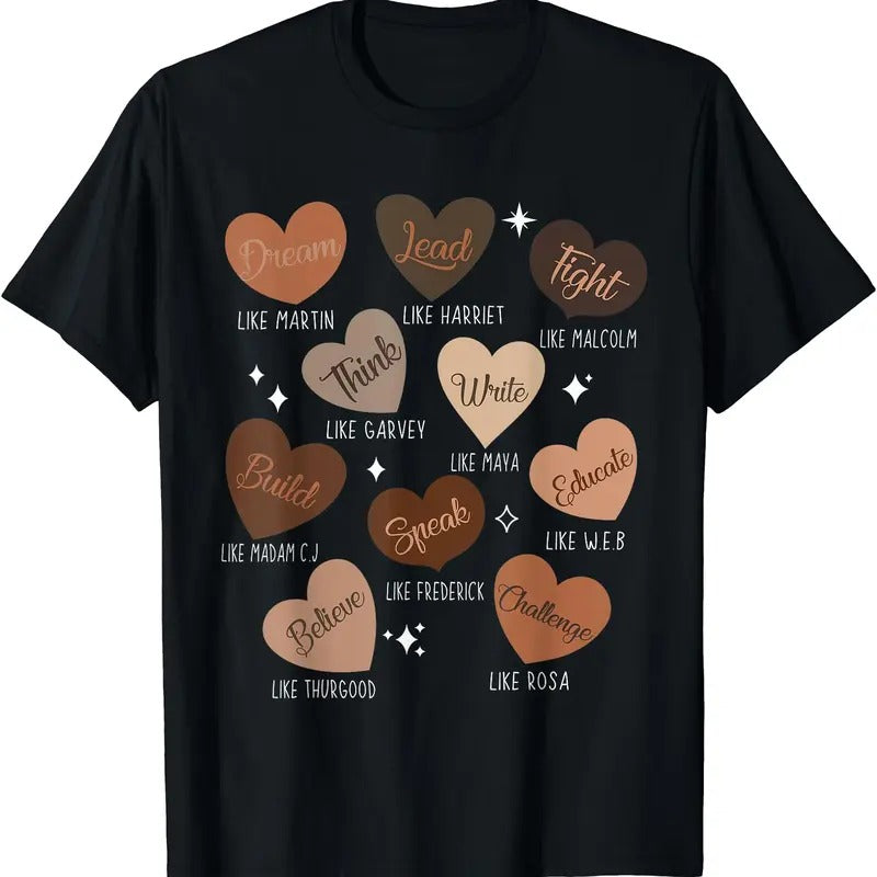 Celebrating Black History with Educated Leader Hearts T-Shirt | Unisex cotton tee Gifts, Crewneck Hoodie, Sweatshirt