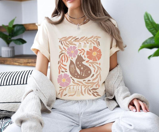 Celestial Fox Goblincore T Shirt Hoodie Sweater Whimsigoth Celestial Fairycore Fox Shirt Nature Green Witch Tee Cottagecore Fox Shirt
