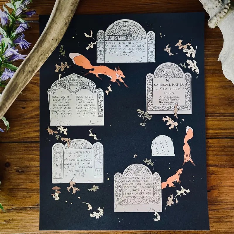 Cemetery Foxes 8.5x11 Art Print T-Shirts, Hoodie, Sweatshirt | DripVista.com