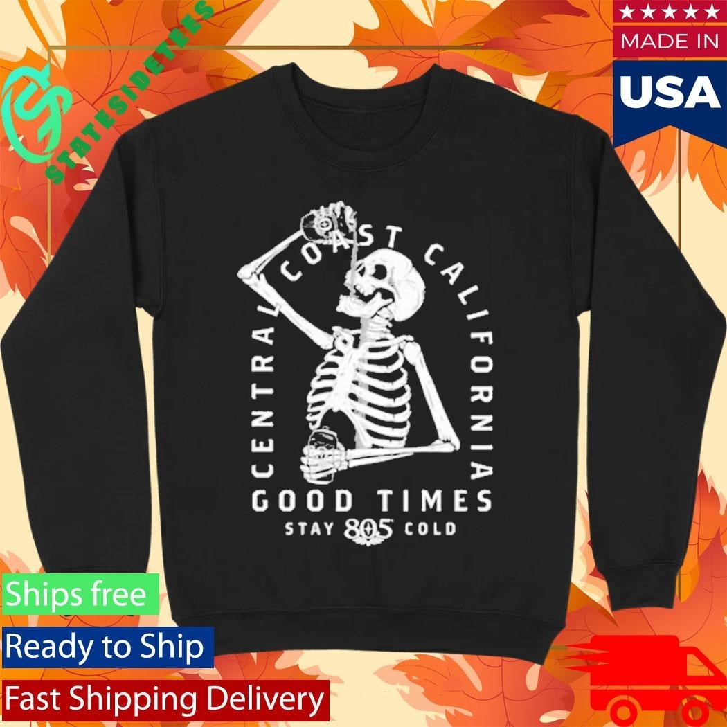 Central Coast California Good Time 805 Can Skeleton Shirt