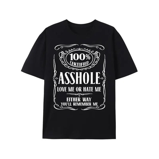 Certified Asshole Text Vintage Washed Graphic Short Sleeve T-Shirt Made in USA