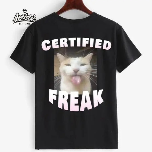 Certified Freak Shirt, Cat Meme T-shirt, Offensive Memes Shirt, Cat Meme Tshirt, Goofy Ahh Edging Tee Casual Menswear shirt Top Royal Blue Smooth