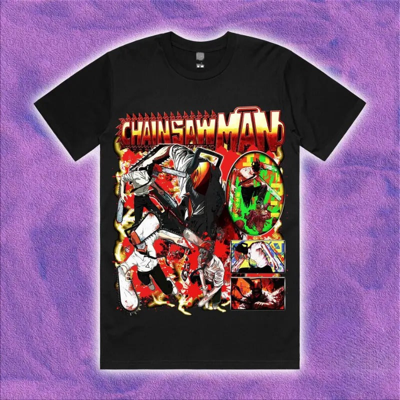 Chainsaw Man Denji Battle Scene T-Shirt, Iconic Anime Character Graphic Tee, Perfect Gift for Chainsaw Man Fans, Casual...
