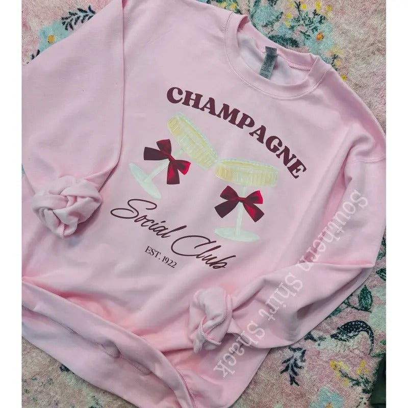 Champagne Problems Sweatshirt | Light Pink Sweatshirt T-Shirts, Hoodie | DripVista.com