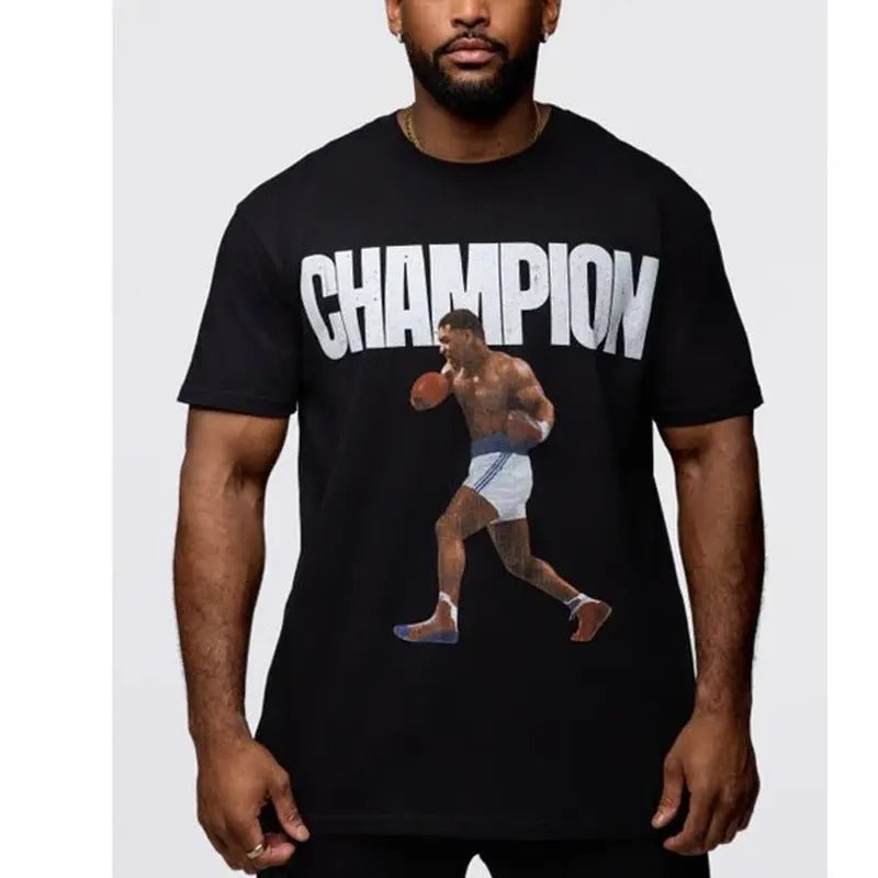 Champion Mike Tyson Graphic Tee Tops Underwear Crewneck Menswear T Shirt Hoodie, Sweatshirt | DripVista.com