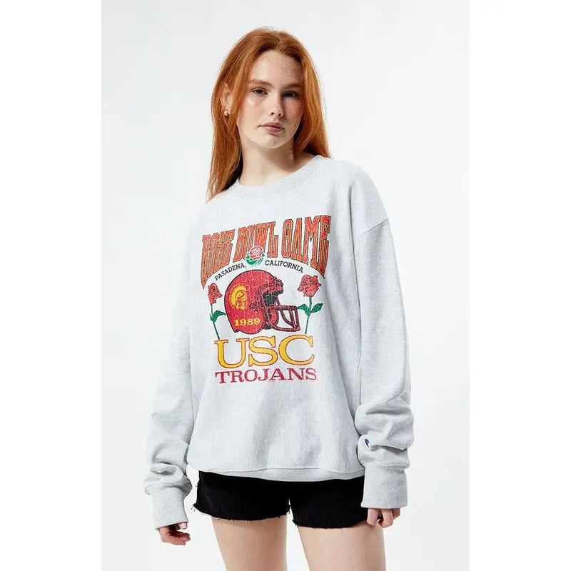 Champion Women's x Rose Bowl USC Champion Crew Neck Sweatshirt T-Shirts, Hoodie | DripVista.com