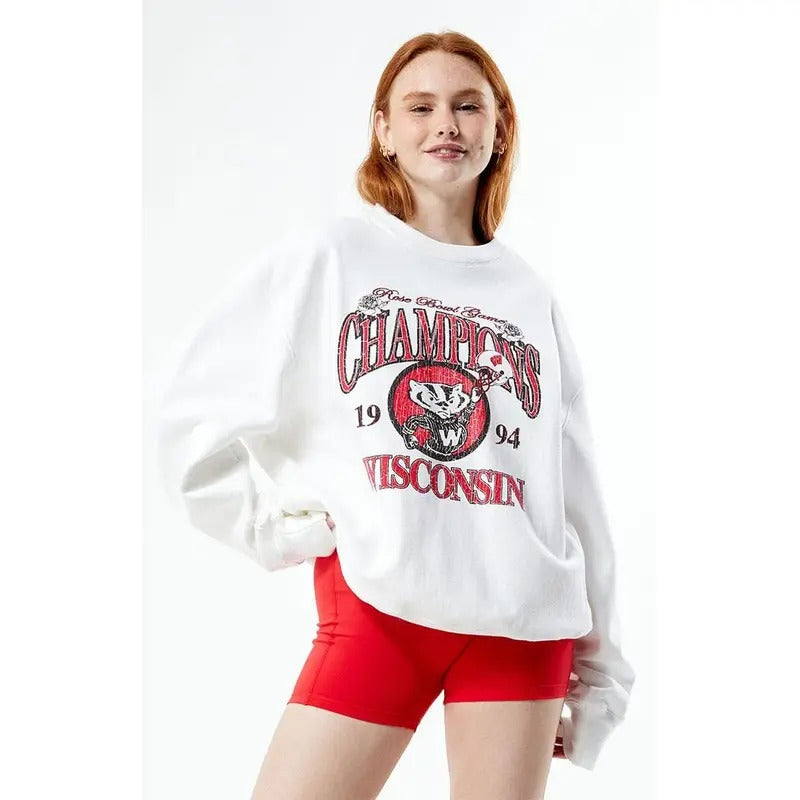 Champion Women's x Rose Bowl Wisconsin Champion Crew Neck Sweatshirt T-Shirts, Hoodie | DripVista.com