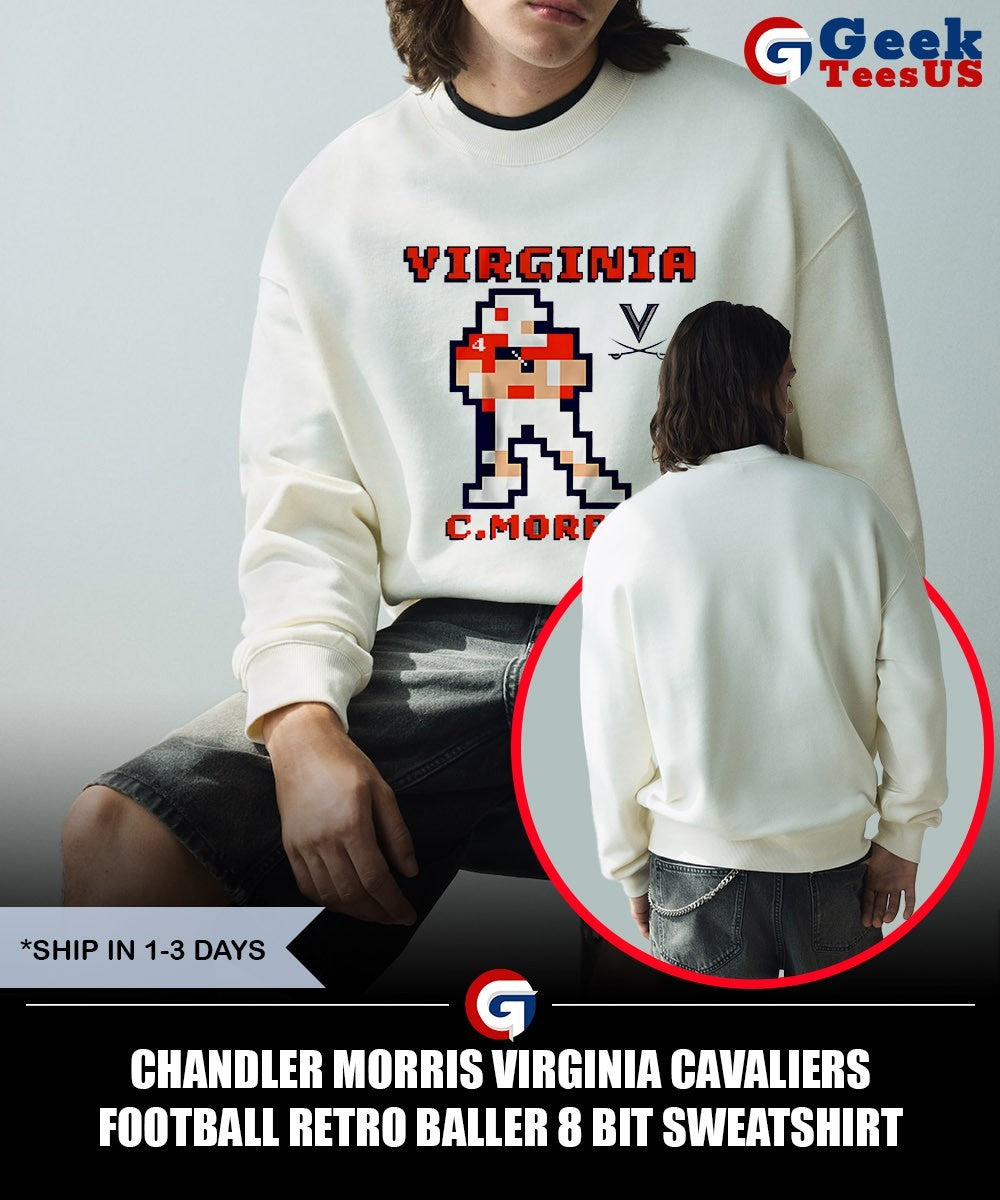 Chandler Morris Virginia Cavaliers football retro baller 8 bit shirt