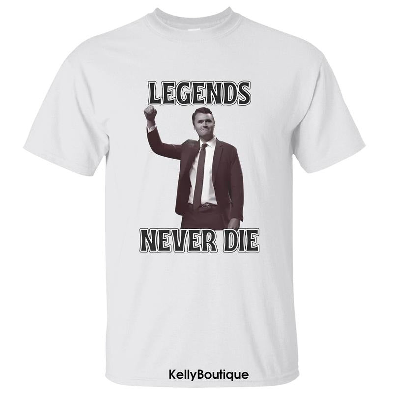 Charlie Kirk Great American Patriotic Lengends Never Die Memorial T-Shirt, Charlie Kirk Shot Dead at Utah College Event Tee, Graphic Design Unisex Cotton T-shirt for Men for Women Menswear Womenswear