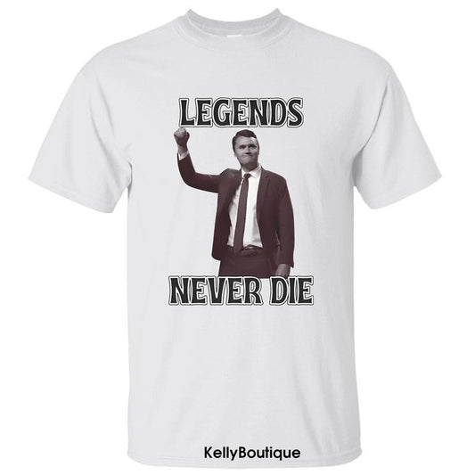 Charlie Kirk Great American Patriotic Lengends Never Die Memorial T-Shirt, Charlie Kirk Shot Dead at Utah College Event Tee, Graphic Design Unisex Cotton T-shirt for Men for Women Menswear Womenswear