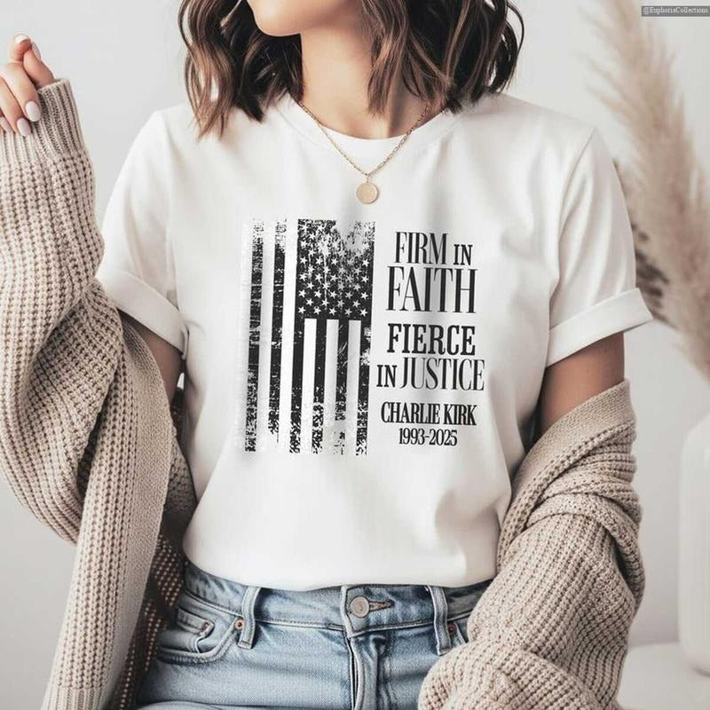 Charlie Kirk RIP Shirt, Freedom Justice Conservative Political Tee Free Speech USA Top Pray For Kirk Family , Global Trending Outfits