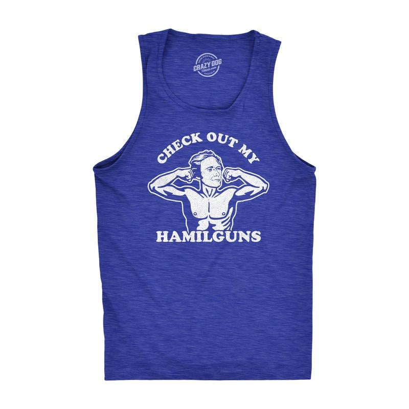 Check Out My Hamilguns Mens Fitness Tank Funny Alexander Hamilton 4th Of July Fitness Novelty Shirt Funny Workout Shirt...