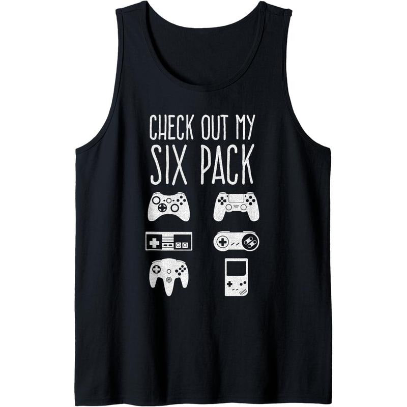 Check Out My Six Pack Video Game Controllers Funny Gamer Tank Top T-Shirts, Hoodie, Sweatshirt | DripVista.com